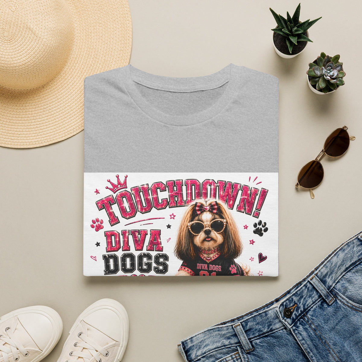 Touchdown!™ | Diva Dogs™ | Football Dog Lover T-Shirt | Glam Game Day Boutique Tee