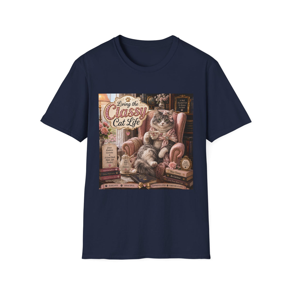 Classy Cat Life T‑Shirt — "Living the Classy Cat Life" Vintage Cat Lover Tee