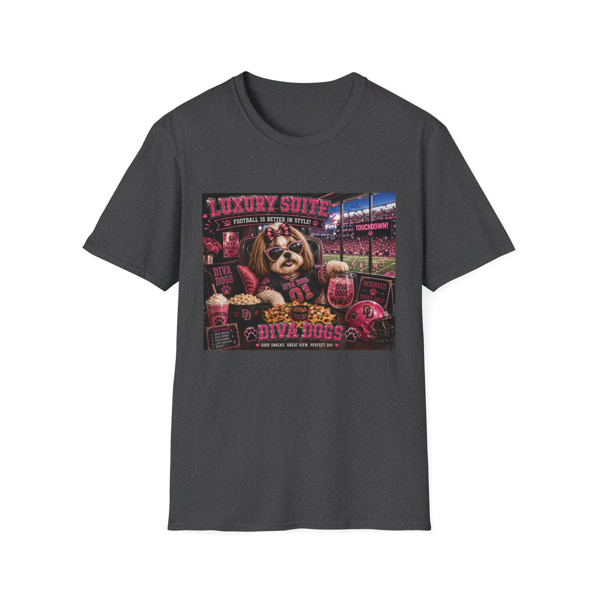 Luxury Suite™ | Diva Dogs™ | Football Game Day Dog Lover T-Shirt | VIP Stadium Collection