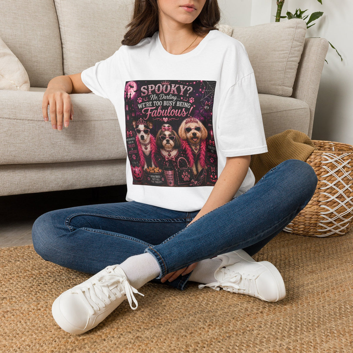 Funny Halloween Dog Shirt – Spooky? No, Darling... We're Too Busy Being Fabulous! | Diva Dogs™ Halloween T-Shirt | Glam Dog Lover Tee | Dog Mom Gift