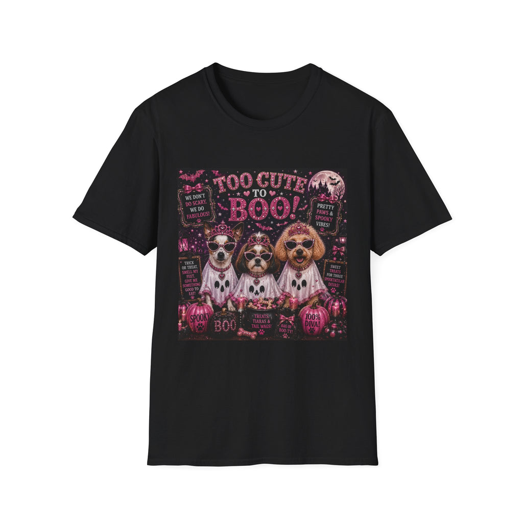 Too Cute to Boo! | Diva Dogs™ Halloween T-Shirt | Cute Ghost Dog Shirt | Funny Halloween Dog Lover Tee | Dog Mom Gift | Glam Halloween Apparel